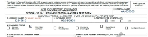 screenshot of sample form